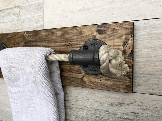 Rope Hand Towel Holder With Vintage Wood Nautical Design Towel Bar Towel Rack eBay