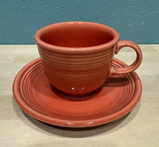 Fiestaware Homer Laughlin Coffee Tea Cup & Saucer Retired Persimmon 1997 VTG USA
