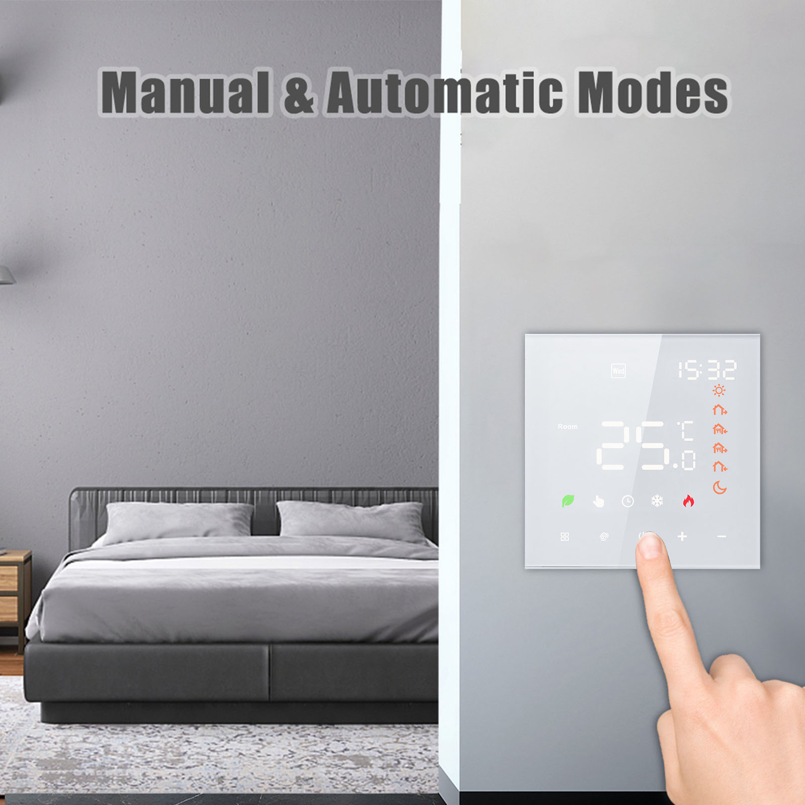 Smart Thermostat 3A Digital Programmable LCD Display Touchscreen Underfloor-image
