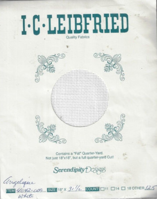 I C Leibfried  12.5 CT Cross Stitch Fabric- Fat Quarter 18'' X 31  1/2'' White