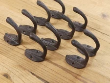 10 Small Rustic Coat Hooks Cast Iron Wall Mount Hat Hook Towel Dog Leash Key Cap
