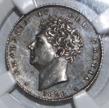 1828 Silver Sixpence 6 PENCE King George IV NGC AU58 COIN BRITAIN Milled