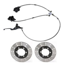 Go Kart Front Twin Brake Caliper Cylinder  Disc Hand Brake Kit ATV Go Golf Cart