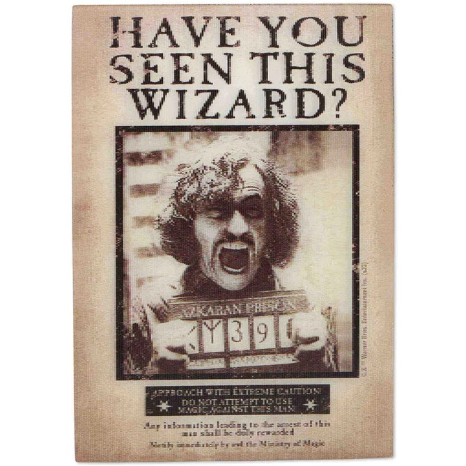 Harry Potter Have You Seen This Wizard Sirius Imán de Metal Negro Nuevo Envío Gratis