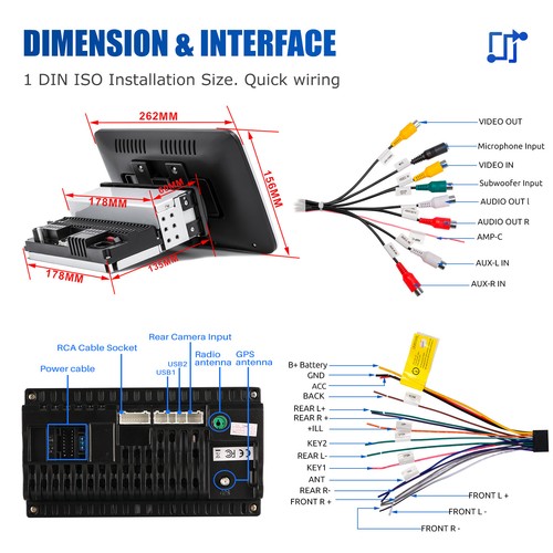 1 DIN Android 14 DAB+ Carplay Stereo Radio GPS 4+64G Rotatable Screen Camera MIC - Picture 14 of 15