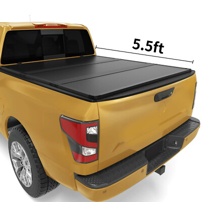 5.5ft FRP Hard 3-Fold Tonneau Cover Truck Bed for 17-24 Nissan Titan Waterproof