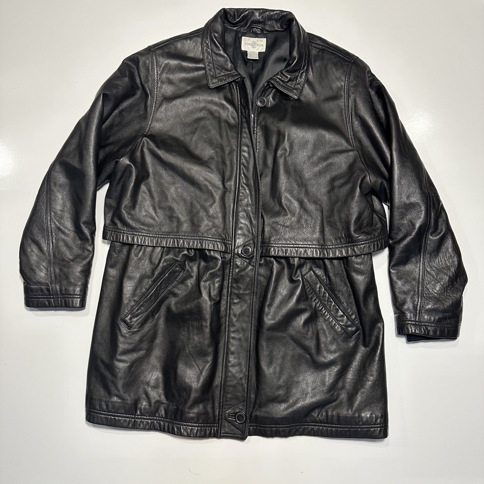 Nordstrom Lamb Skin Leather Trench Coat Men’s XLarg… Gem