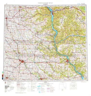 Soviet Russian Topographic Map WATERLOO, IOWA USA 1:500 000 Ed.1983 Reprint