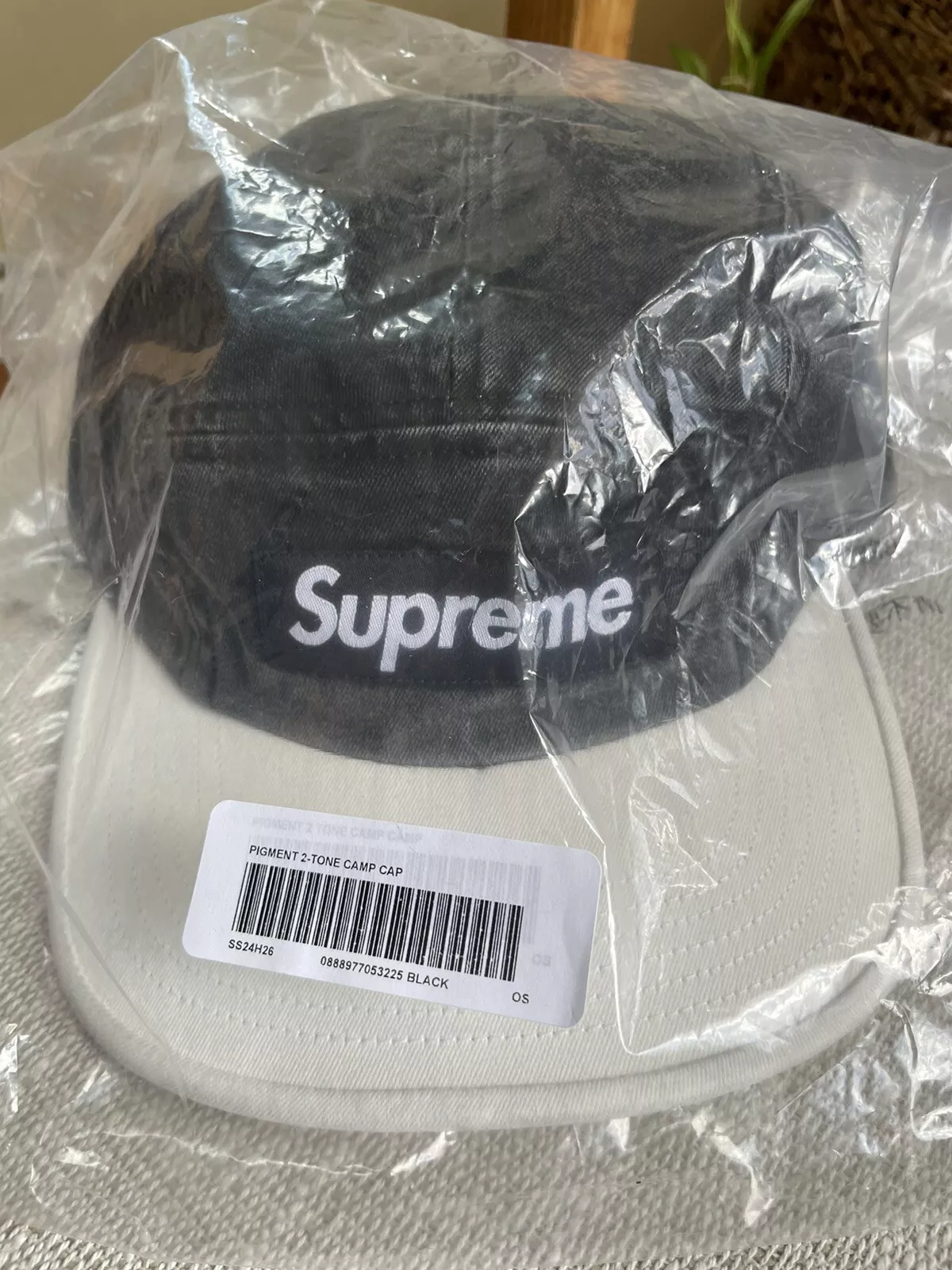 Chapeau casquette de camp Supreme Pigment 2 tons   Noir   SS24 neuf authentique