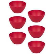 6x High-Quality Small Deep Round Reusable Solid Color Plastic Bowls