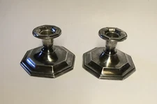 Vtg Pair Thorvald Marthinsen Norway 830S Silver Candlesticks Weighted Stamped