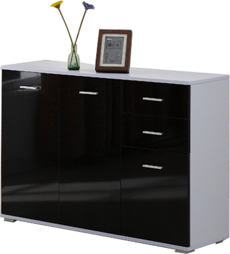 Madia Moderna Design 106x76h in Legno con 2 Ante e 3 Cassetti Nero DecHome - Foto 2 di 10