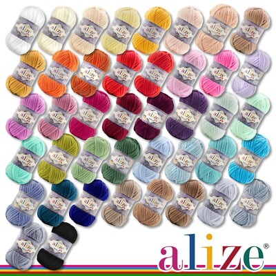Alize 3 x 100 g Velluto Wolle Garn Chenille samtig flauschig kuschlig 42 Farben