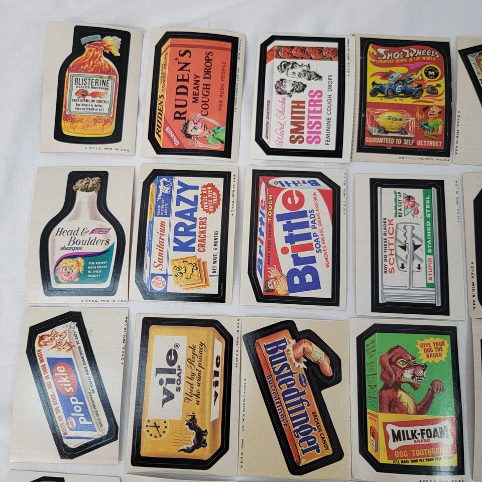 LOTE 1973 Topps Wacky Packages 56 cartas todo bronceado trasero (2) Run Tonys algunos dups Foto 3 de 4