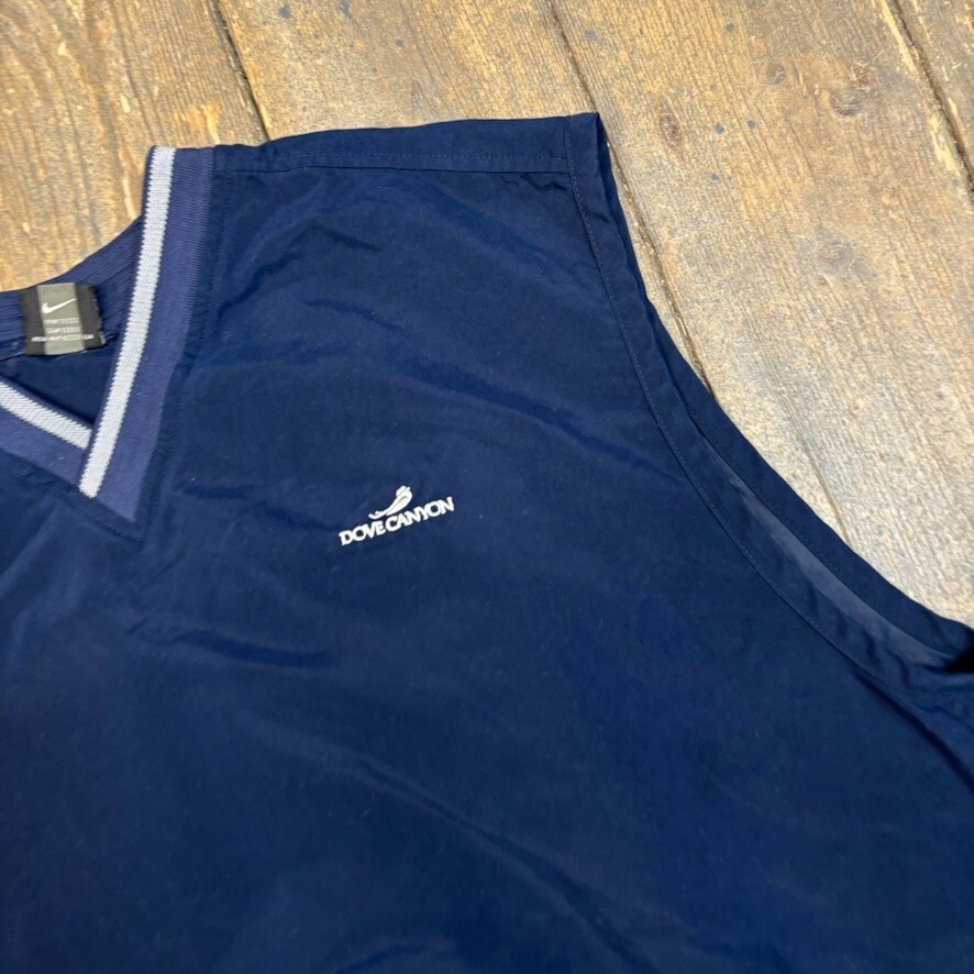 Nike Golf Anorak Jacket Swoosh Pull Over Sleeveless Windbreaker, Navy, Mens XL image 4