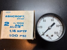 Ashcroft Dresser. 100PSI. 1/4" NPT Aluminum Fitting Pressure Gauge 2" 1000