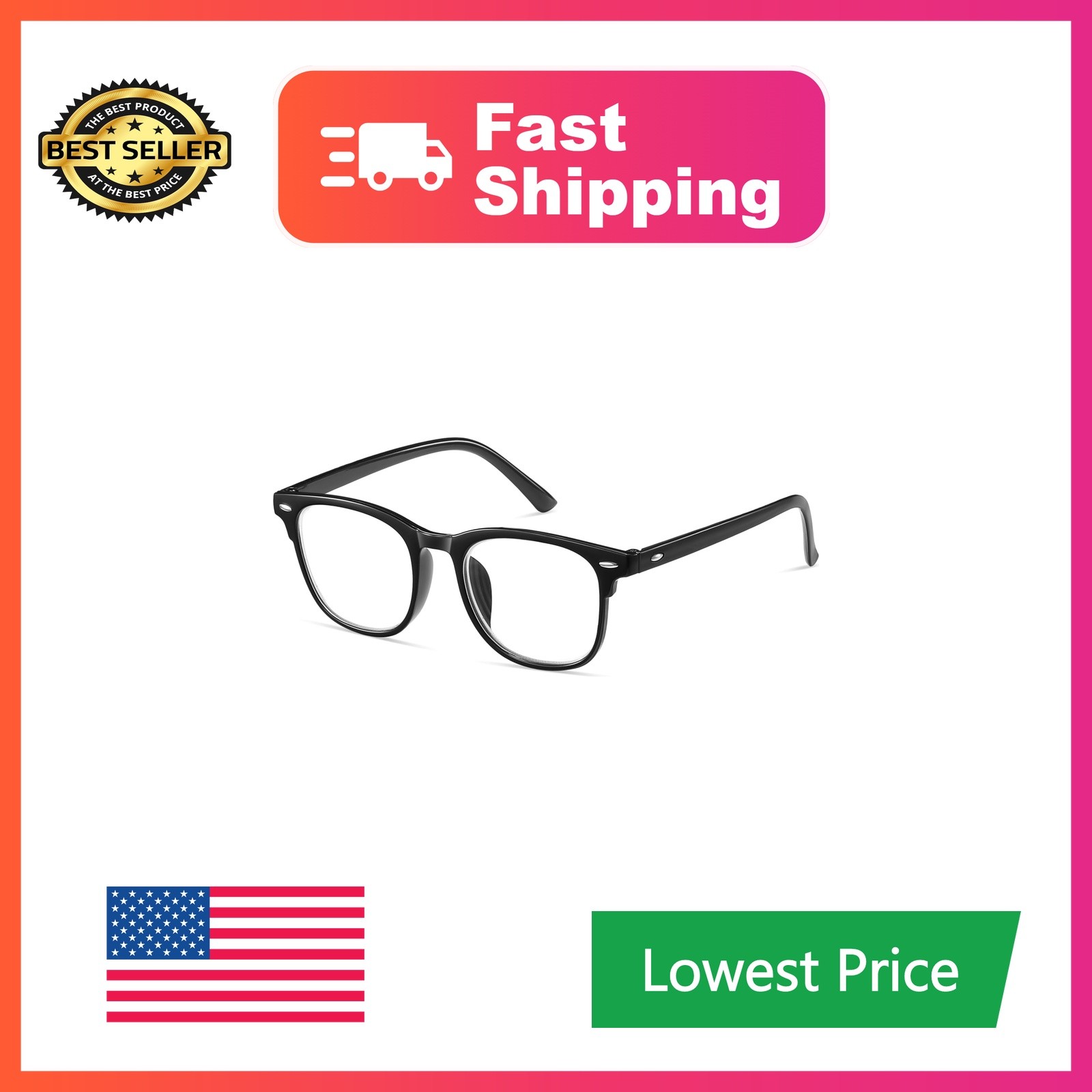 ZNEIAAPR Distance Glasses Black -3.0 Diopters Far Vision