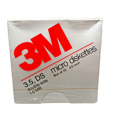 3M 3.5 inch Micro Diskettes DS 1.0 MB, Box of 10 Sealed, Unformatted Double Side