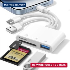 SD Card Reader for iPhone iPad Mac, USB-C  Lightning  USB-A 3-in-1 MicroSD/SD