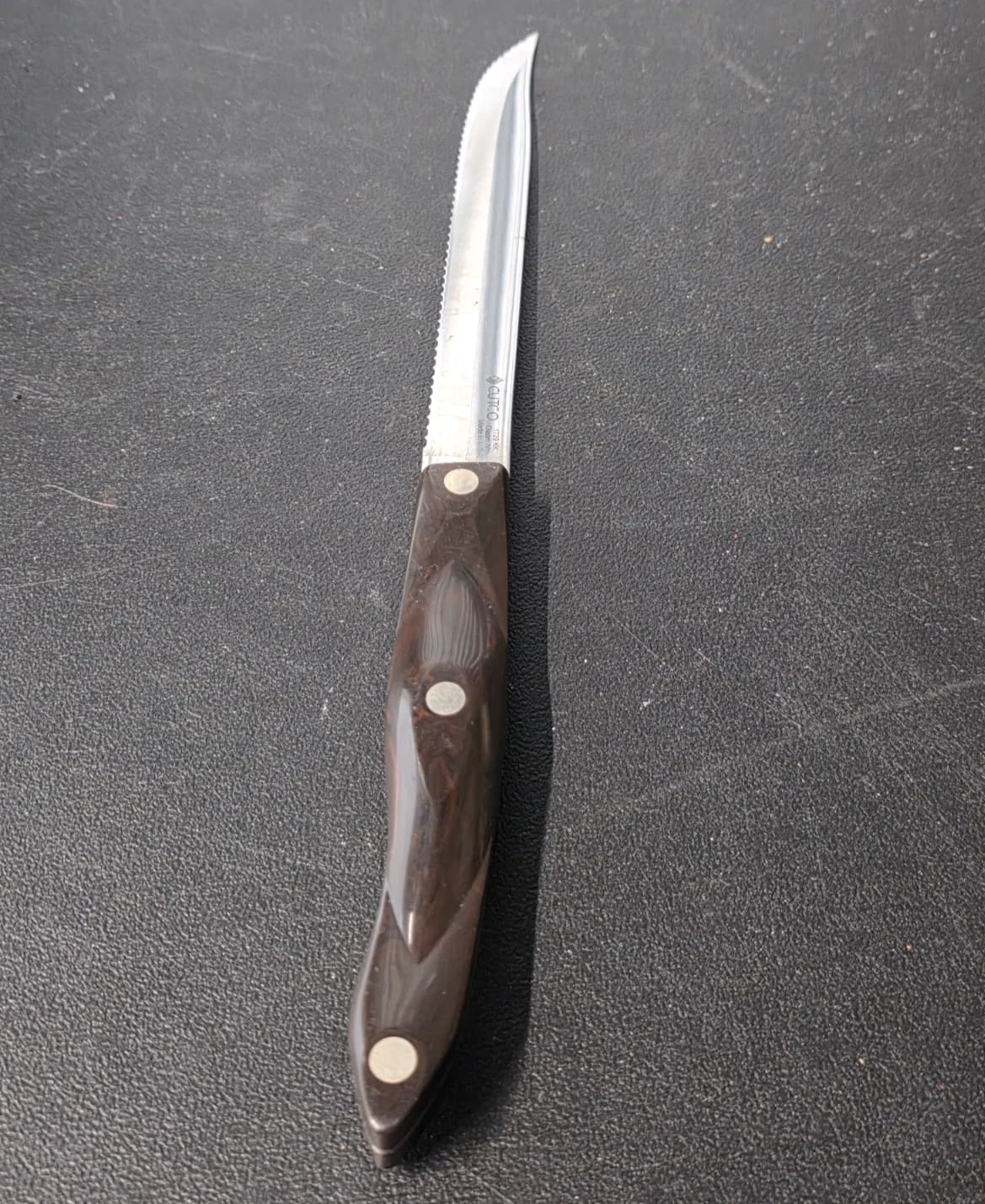 Cutco 1729 Petite Carver Knife Classic Dark Brown Swirl Handle Double-D Edge USA