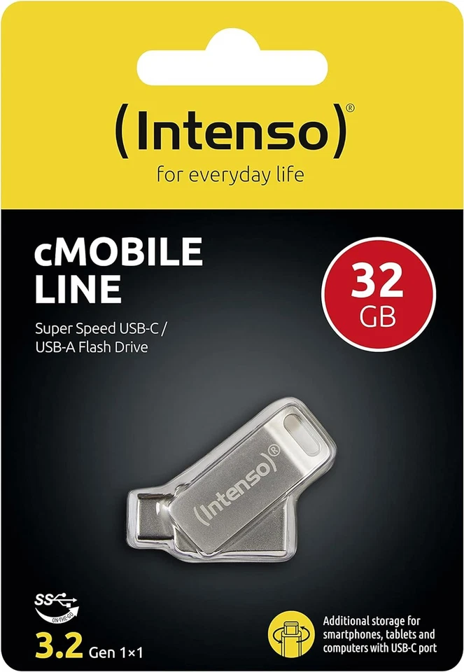 Intenso cMobile Line - Dual USB & Type C USB drive - 32GB - USB 3.1, Silver 32 G - Image 2 of 4