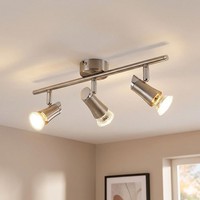 Deckenlampe Led Deckenleuchte Spotleiste 3 Flammig Chrom Nickel Matt Strahler