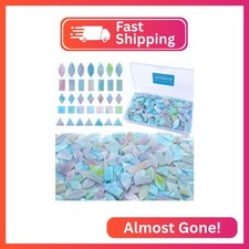 LITMIND Stained Glass Mosaic Tiles Kit for Crafts - Pink Blue Alternating, 240