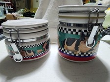 Pair of Country Style Farm House Pigs Hinged Canister Set