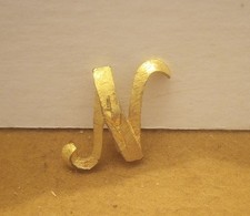 Vintage Mamselle Letter/Initial "N" Brushed Gold Tone Brooch Pin