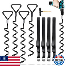 Trampoline Stakes 4 Pack - Heavy Duty Screw-In Ground Anchors Kit - High Wind