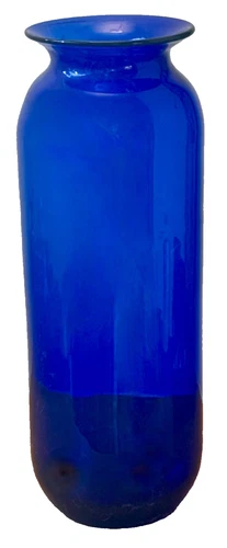 20" Blenko Cobalt Blue Art Glass Architectural Decanter Floor Vase Vtg Mcm Rare