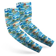 Cool Surfing Dinosaur Tattoo Arm Sleeves for Men Women, Sun Protection Sports...