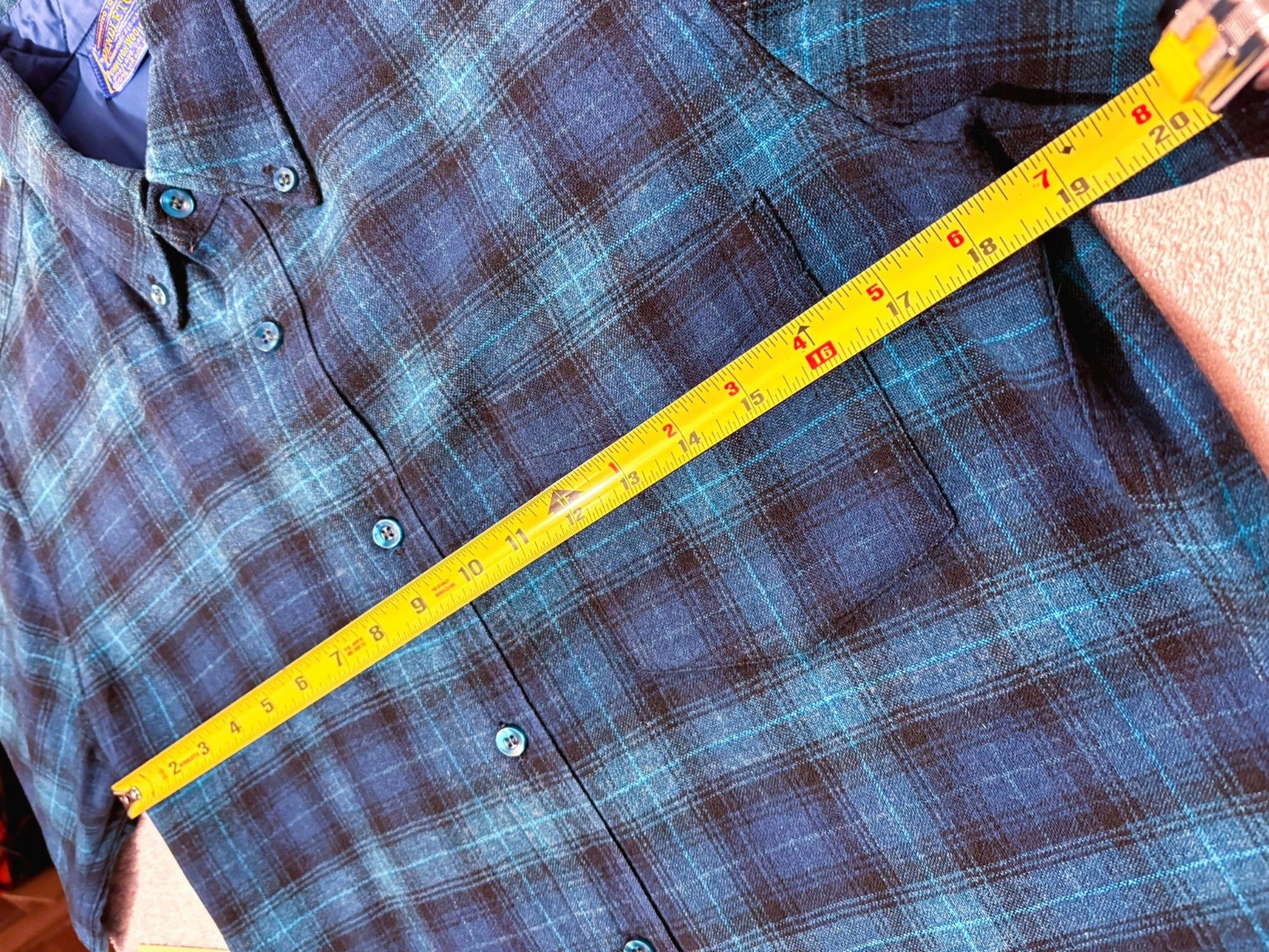 Vtg PENDLETON PLAID Button Down Short Sleeve Shir… - image 5