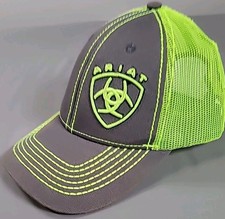 ARIAT Mens Cap Green Gray Cowboy Snap Back Vented Cloth Adjustable