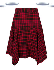 Ex Joe Browns Womens Red Check Handkerchief Hem Skirt Knee Length Cotton  Boho