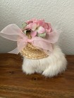 Vintage 1950s Fancy Realistic Cat with Flower and Feather Hat - Rabbit Fur — photo 3