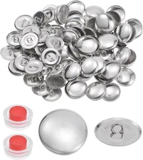 150 Sets Self Cover Button Kit 36L 0.9" 23Mm with Wire Backs Aluminum Buttons to