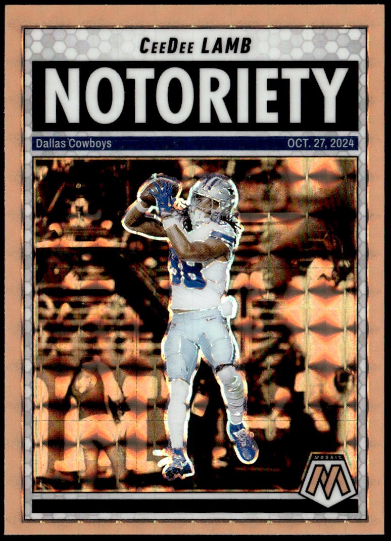 2025 Panini Mosaic #8 CeeDee Lamb Notoriety Mosaic Orange Fluorescent