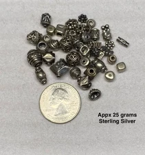 25 Grams Mix Lot Small Sterling Silver Bali Beads 2 - 6mm Hill Tribe 925