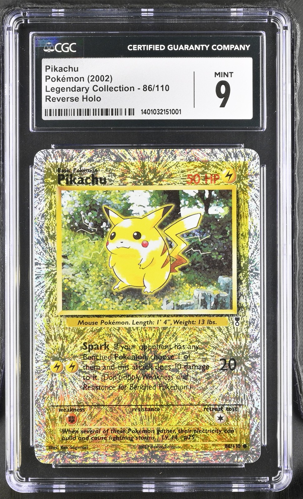 2002 Pokemon Pikachu #86 Reverse Holo Legendary Collection Mint CGC 9