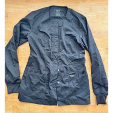 Cherokee Workwear Revolution Snap Front Scrub Jacket Black XS