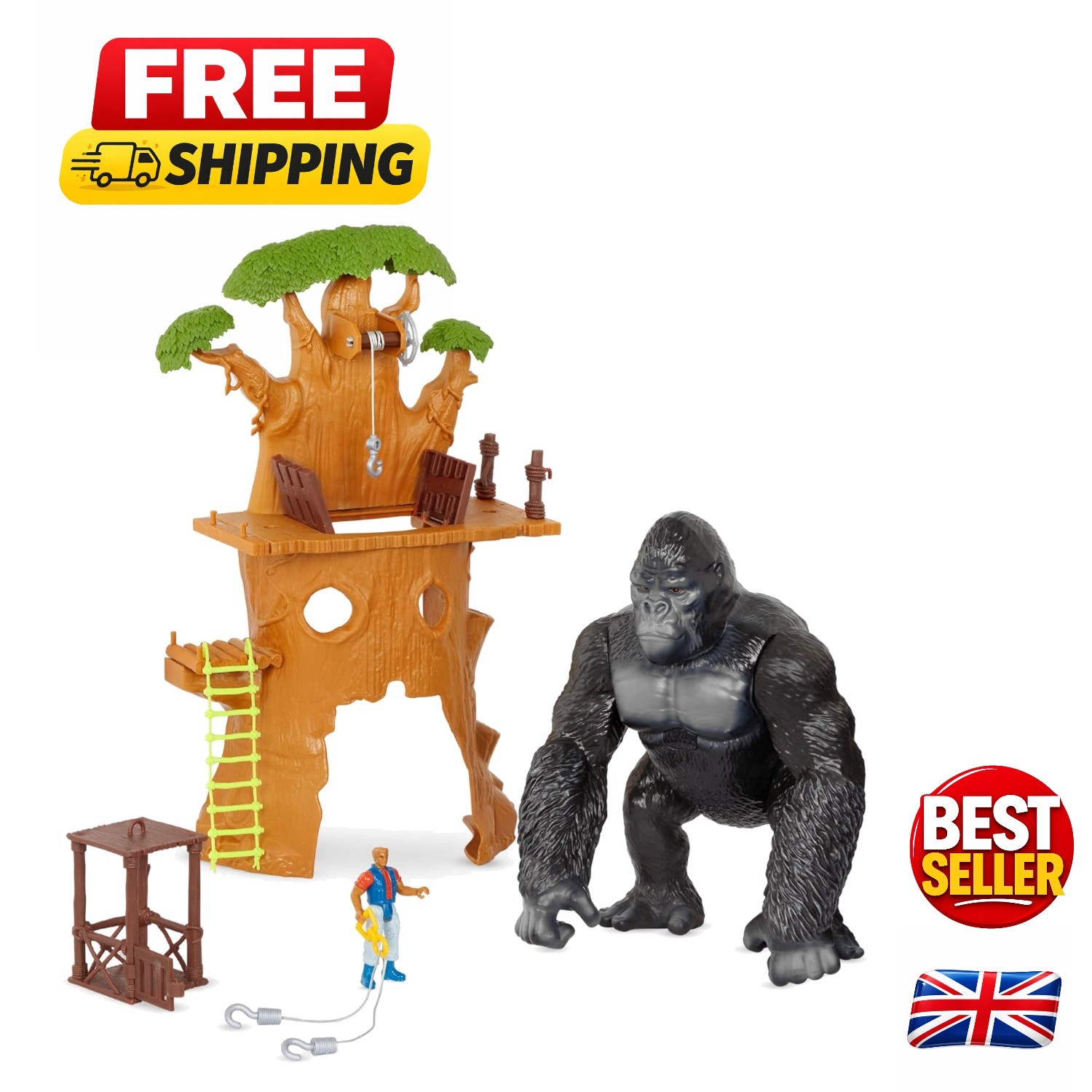 Jungle Expedition Playset with Electronic Gorilla & Accessories - Perfect Gift!