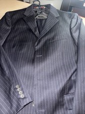 J Crew Thompson Tailored Suit Mens Black Striped Slim Fit Jacket 42L Long 42