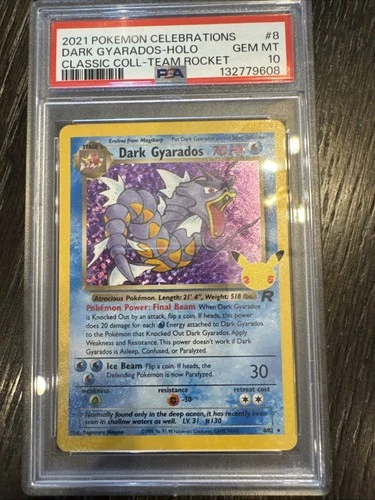 2021 POKEMON CELEBRATIONS CLASSIC COLL #8 DARK GYARADOS HOLO PSA 10