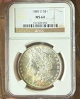 1885 O Morgan Silver Dollar NGC MS64 BEAUTIFUL TONING
