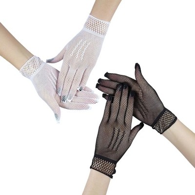 Breathable Evening Party Gloves Stretchy Fishnet Gloves for Wedding Ceremony
