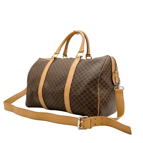 CELINE 2way Bag Macadam Dark Brown Travel Handbag Shoulder Bag Classic