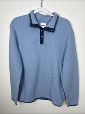 Sonoma Men  s Blue 1/4 Zip Pullover Sweater Size Large Waffle Patterned Classic
