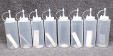 Lot of 8 Condiment Squeeze Dispense Bottles W/Cap W/ Gradients In mL  Oz