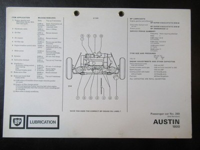 Austin 1800 - BP Schmierdaten Wartung PKW Nr.269